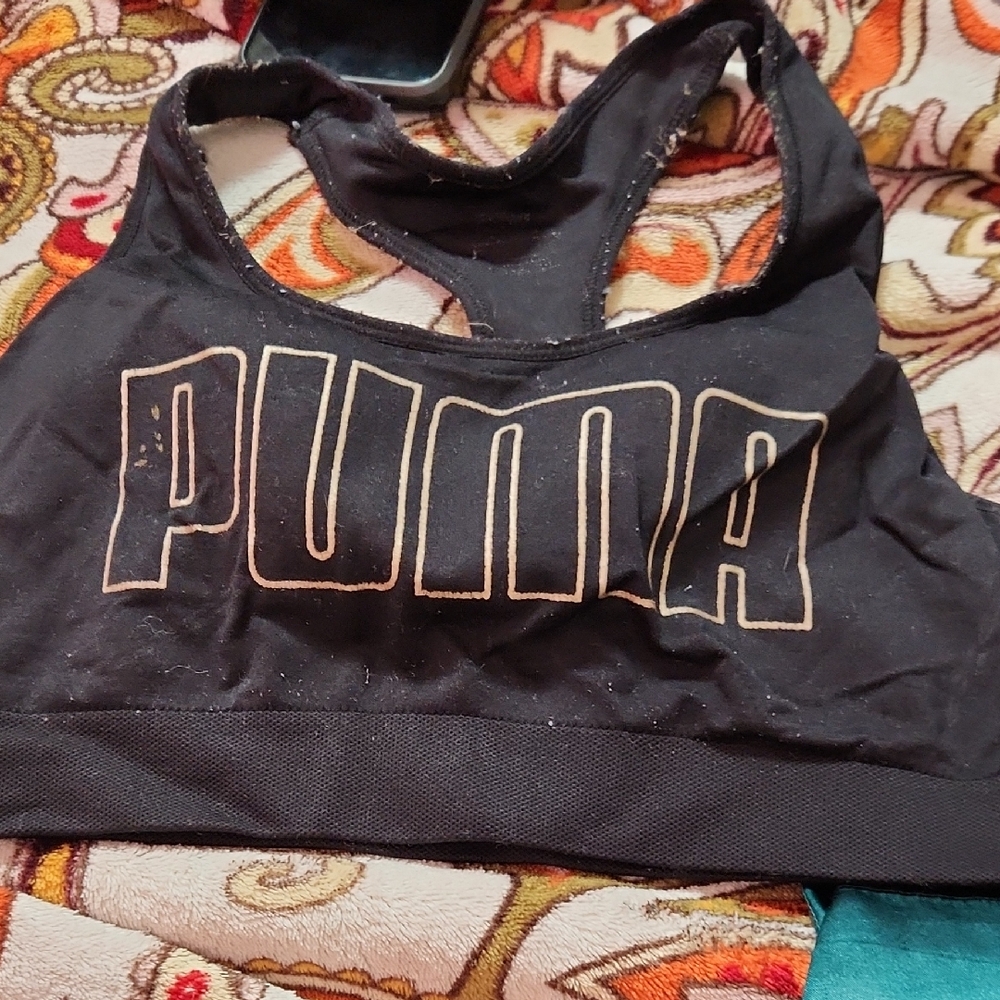 Puma Black Logo Sports Bra